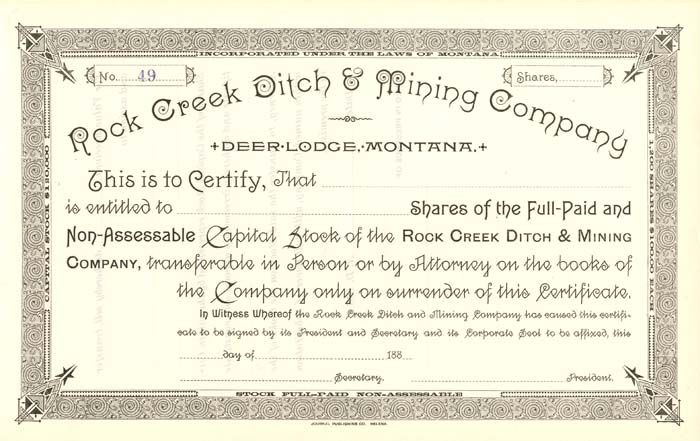 Rock Creek Ditch and Mining Co.